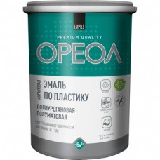 Эмаль по пластику полиуретановая ОРЕОЛ полуматовая белая 1,1 кг.